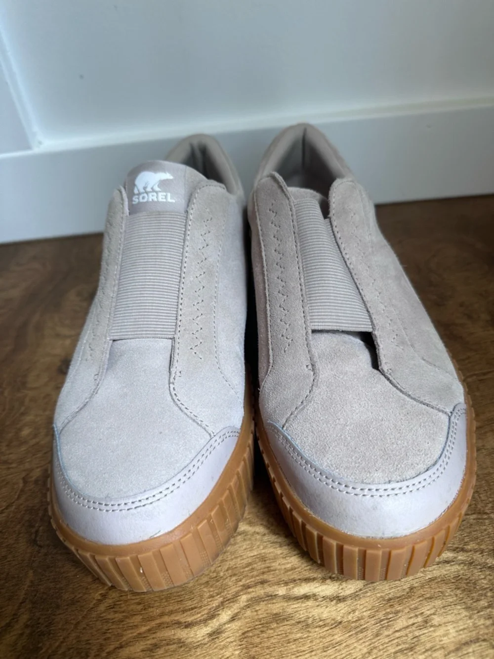 Sorel Light Taupe Slip-On Suede Sneakers size 12